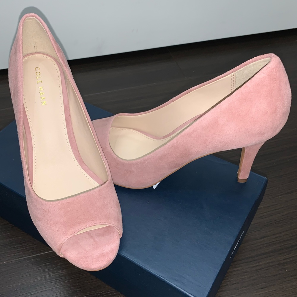 Burlwood Suede Open-Toe Pumps